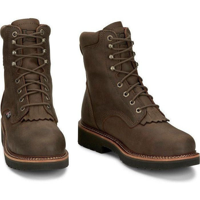 Justin Men's Rivot 8" Waterproof Steel Toe Western Work Boot -Brown- OW458 - Overlook Boots