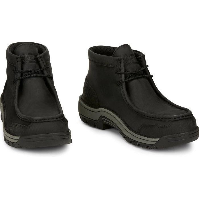 Justin Men's Crafton 4" Alloy Moc Toe Western Work Boot -Black- SE250  - Overlook Boots