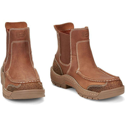 Justin Men's Channing 6" Moc Toe Western Work Boot -Brown- SE254  - Overlook Boots