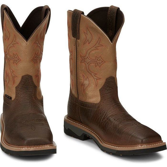 Justin Men's Bolt 11" Composite Toe Waterproof Western Work Boot -Brown- SE4103 - Overlook Boots