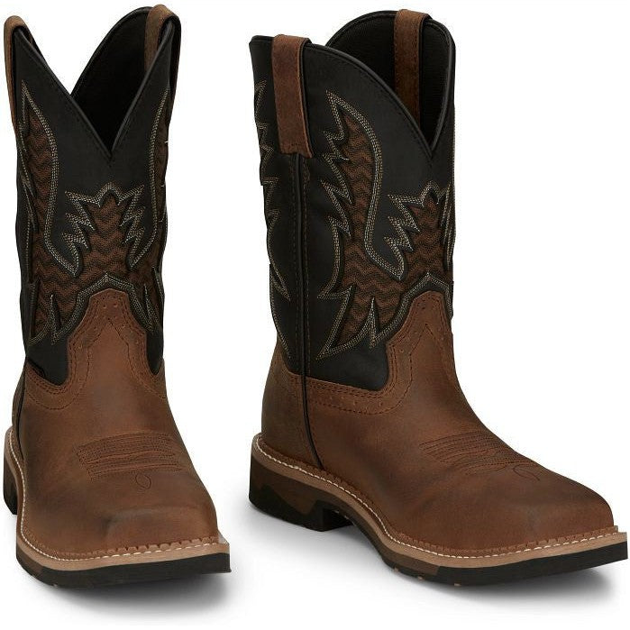 Justin Men's Bolt 11" Nano Composite Toe Western Work Boot -Brown- SE4113 - Overlook Boots