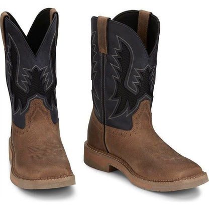 Justin Men's Bolt 11" Square Toe Western Work Boot -Tan- SE4114  - Overlook Boots