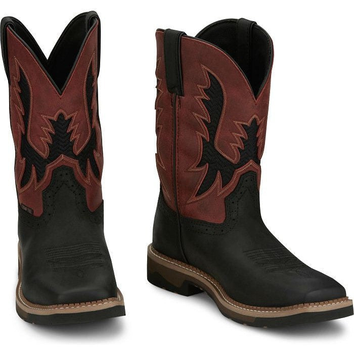 Justin Men's Bolt 11" Composite Toe Western Work Boot -Black- SE4117 - Overlook Boots