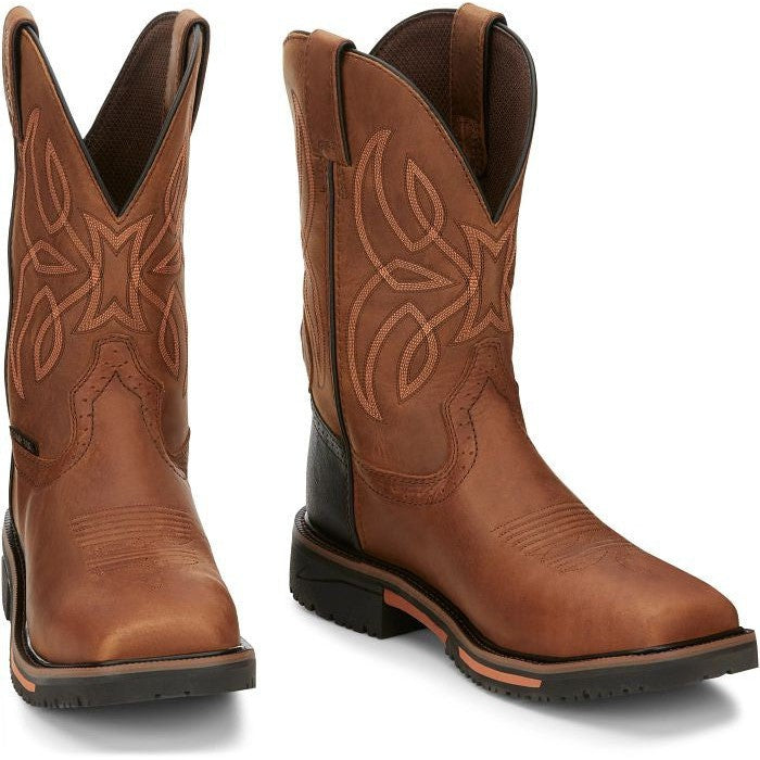 Justin Men's Dallen 11" Nano Composite Toe Western Work Boot -Brown- SE4215 - Overlook Boots