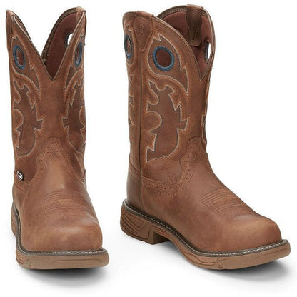 Justin Men's Rush 11" Nano Composite Toe Western Work Boot -Brown- SE4334 - Overlook Boots