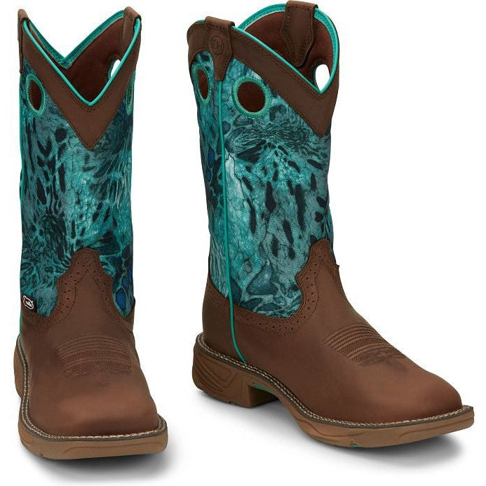 Justin Women's Rush 11" Waterproof Western Work Boot -Brown- SE4355  - Overlook Boots