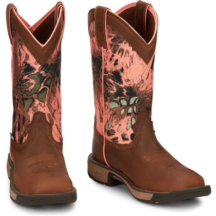 Justin Women's Rush 11" Waterproof Western Work Boot -Brown- SE4356  - Overlook Boots