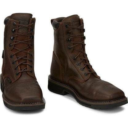 Justin Men's Driller 8" Composite Toe Waterproof Western Work Boot -Brown- SE462 - Overlook Boots