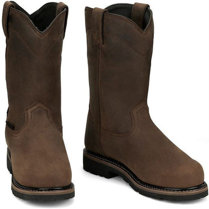 Justin Men's Pulley 10" Waterproof Composite Toe Met Guard Western Work Boot -Brown- SE4630 - Overlook Boots