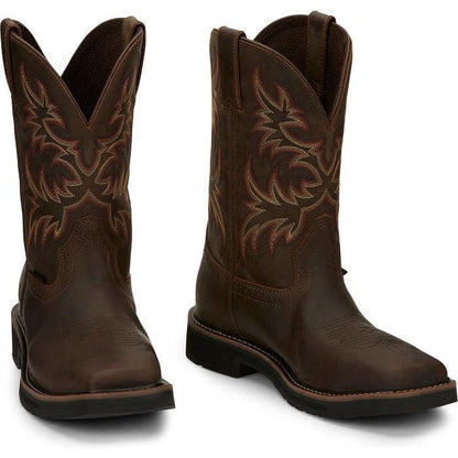 Justin Men's Driller 11" Steel Toe Western Work Boot -Brown- SE4682  - Overlook Boots
