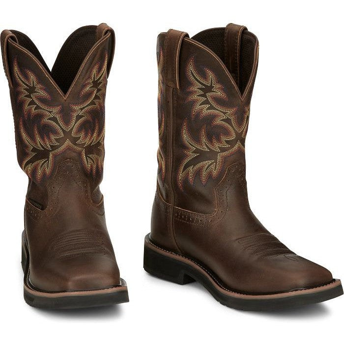 Justin Men's Driller 11" Waterproof Western Work Boot -Tan- SE4689  - Overlook Boots