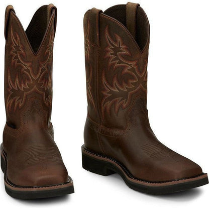 Justin Men's Driller 11" Steel Toe Western Work Boot -Brown- SE4690  - Overlook Boots