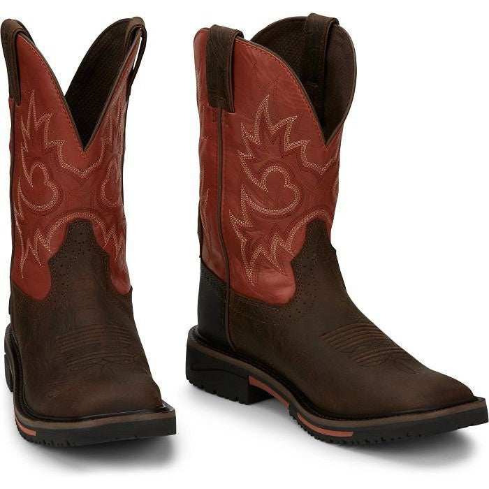 Justin Men's Joist 11" Waterproof Western Work Boot -Brown- SE4944  - Overlook Boots