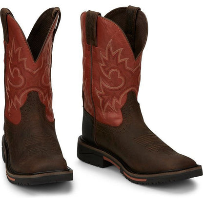 Justin Men's Joist 11" Waterproof Western Work Boot -Brown- SE4944  - Overlook Boots
