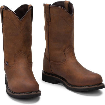 Justin Men's Drywall 10" Steel Toe Waterproof Western Work Boot -Brown- SE4961 - Overlook Boots