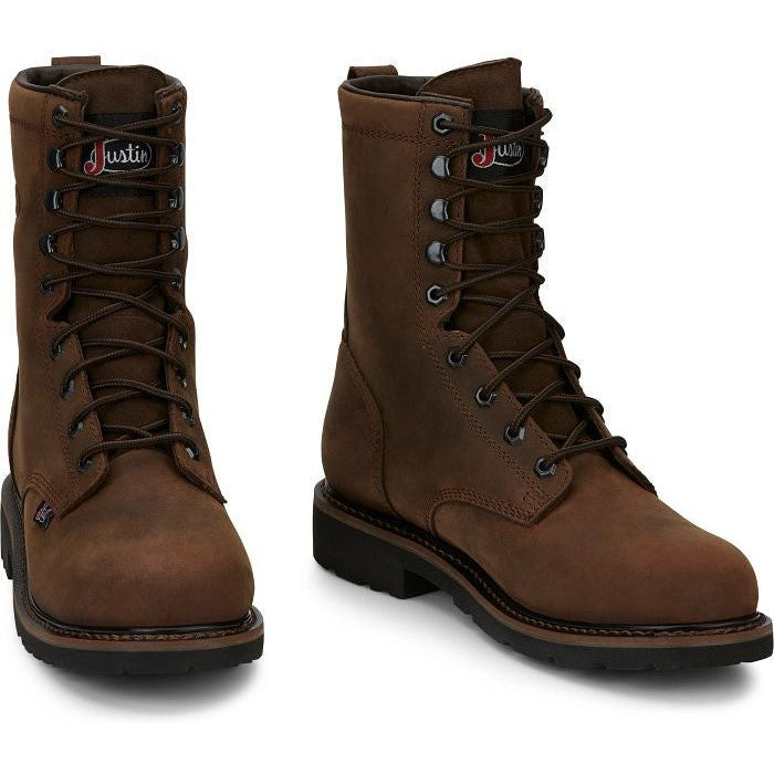 Justin Men's Drywall 8" Steel Toe Waterproof Western Work Boot -Brown- SE961 - Overlook Boots