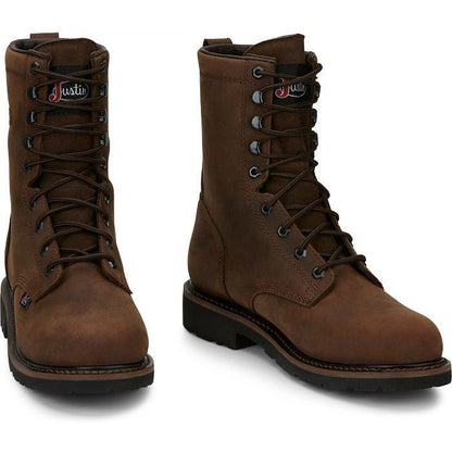 Justin Men's Drywall 8" Steel Toe Waterproof Western Work Boot -Brown- SE961 - Overlook Boots