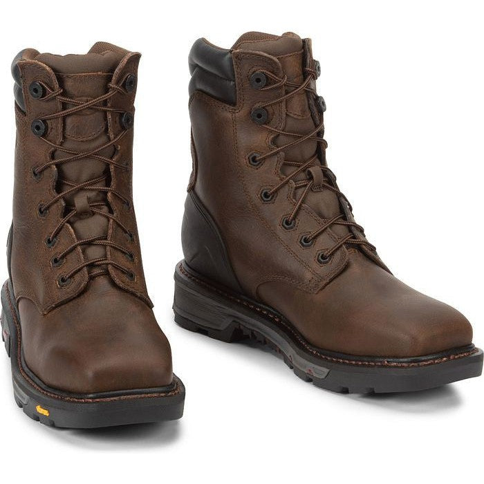 Justin Men's Pipefitter 8" Steel Toe Western Work Boot - Brown - WK200  - Overlook Boots