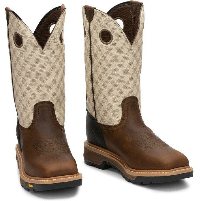 Justin Men's RoughNeck 12" Western Work Boot - Brown - WK2116  - Overlook Boots