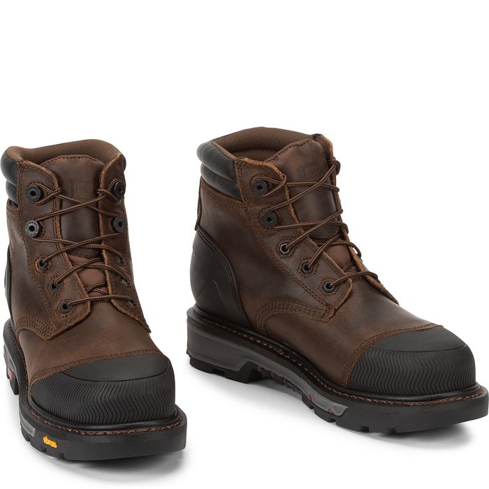 Justin Men's Warhawk 6" Waterproof Composite Toe Work Boot -Brown- WK251 - Overlook Boots
