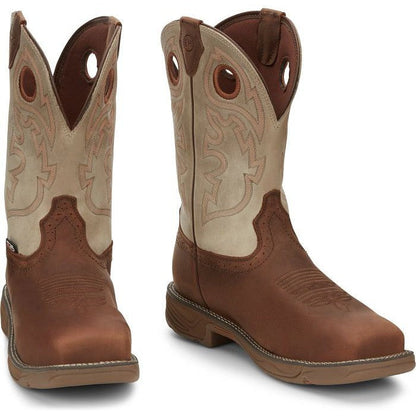 Justin Men's Rush 11" Composite Toe Western Work Boot -Tan- WK4338 - Overlook Boots