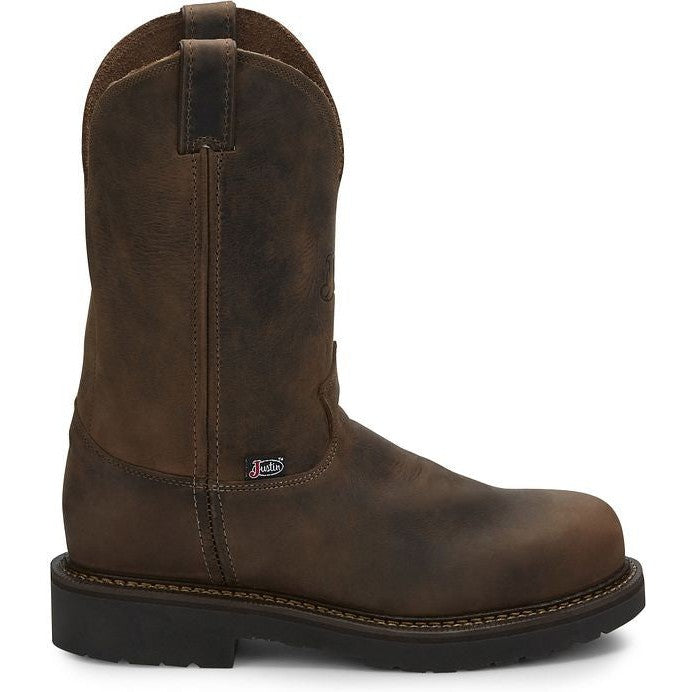 Justin Men's Balusters 11" Steel Toe Western USA Made Work Boot -Brown- 4445 8 / Medium / Brown - Overlook Boots