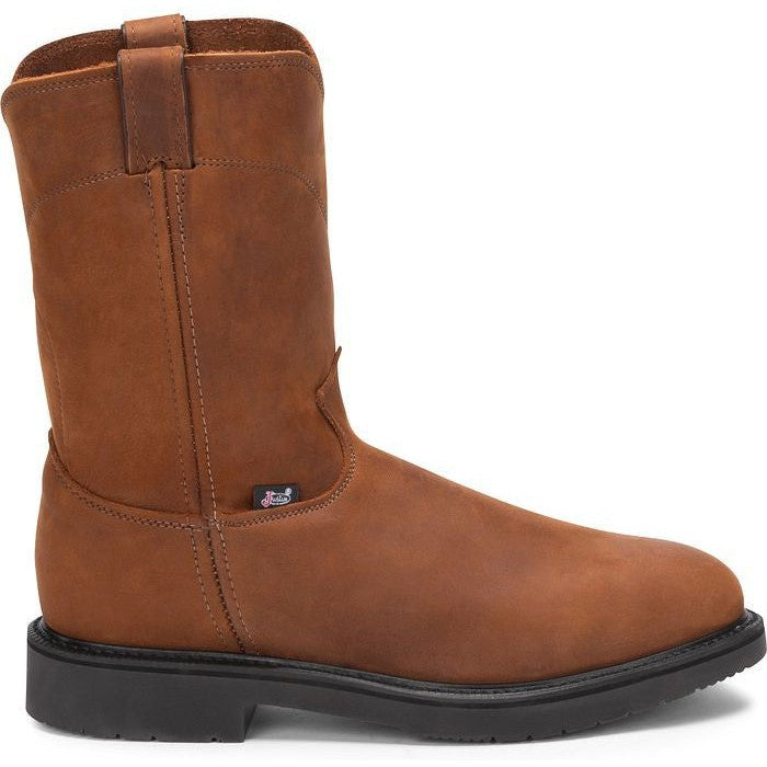 Justin Men's Conductor 10" Steel Toe Western Work Boot - Brown - OW4764 8 / Medium / Brown - Overlook Boots