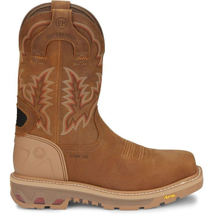 Justin Men's Montana 11" Nano Composite Toe Western Work Boot- Brown- CR2124 8 / Medium / Brown - Overlook Boots