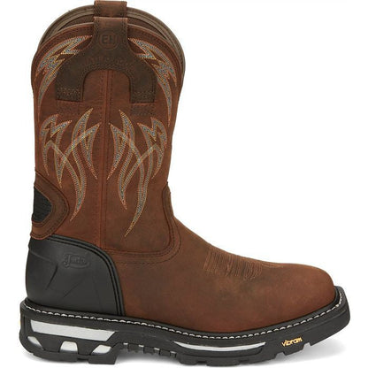 Justin Men's Frontline Hiviz 11" Waterproof Western Work Boot -Brown- CR2151 - Overlook Boots