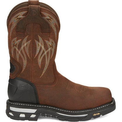 Justin Men's Frontline Hiviz 11" Waterproof Nano Composite Toe Western Work Boot -Brown- CR2152 - Overlook Boots