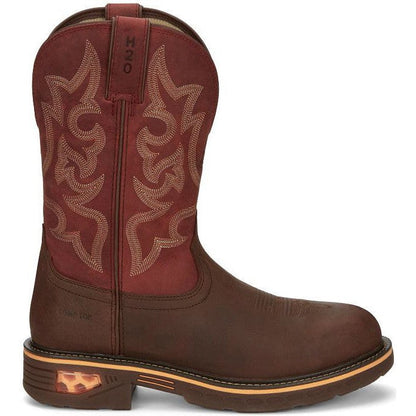 Justin Men's Resistor 11" Composite Toe Waterproof Western Work Boot- Brown- CR4007 - Overlook Boots