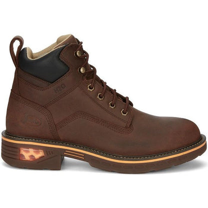 Justin Men's Resistor 6" Waterproof Lace Up Western Work Boot -Brown- CR401 - Overlook Boots