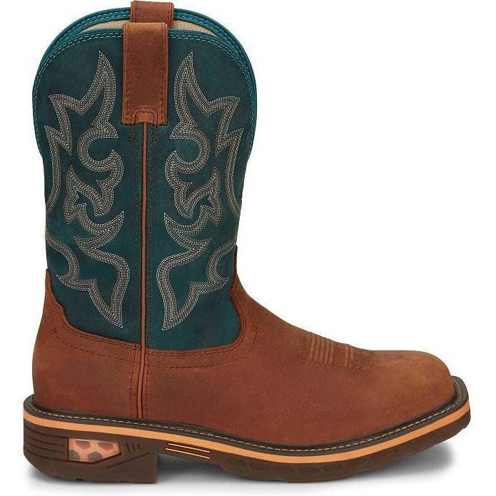 Justin Men's Resistor 11" Nano Composite Toe Western Work Boot -Blue - CR4010 8 / Medium / Blue - Overlook Boots