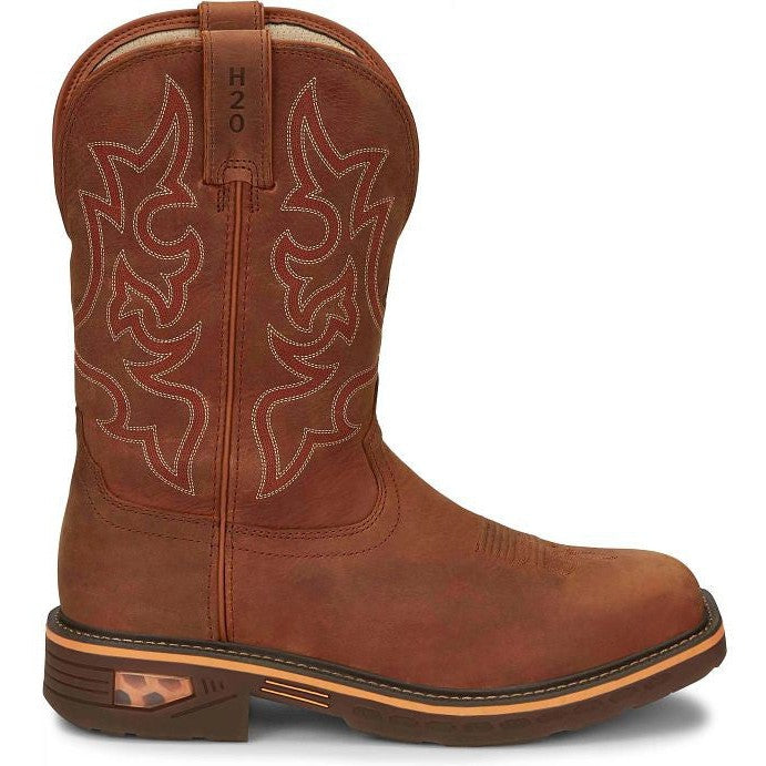 Justin Men's Resistor 11" Waterproof Western Work Boot -Brown- CR4011 - Overlook Boots