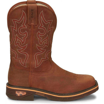 Justin Men's Resistor 11" Waterproof Western Work Boot -Brown- CR4011 - Overlook Boots