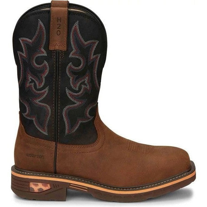 Justin Men's Resistor 11" Nano Composite Toe Western Work Boot -Brown- CR4012 8 / Medium / Brown - Overlook Boots