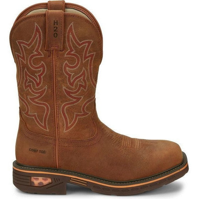 Justin Men's Resistor 11" Nano Composite Toe Western Work Boot -Brown- CR4016 8 / Medium / Brown - Overlook Boots