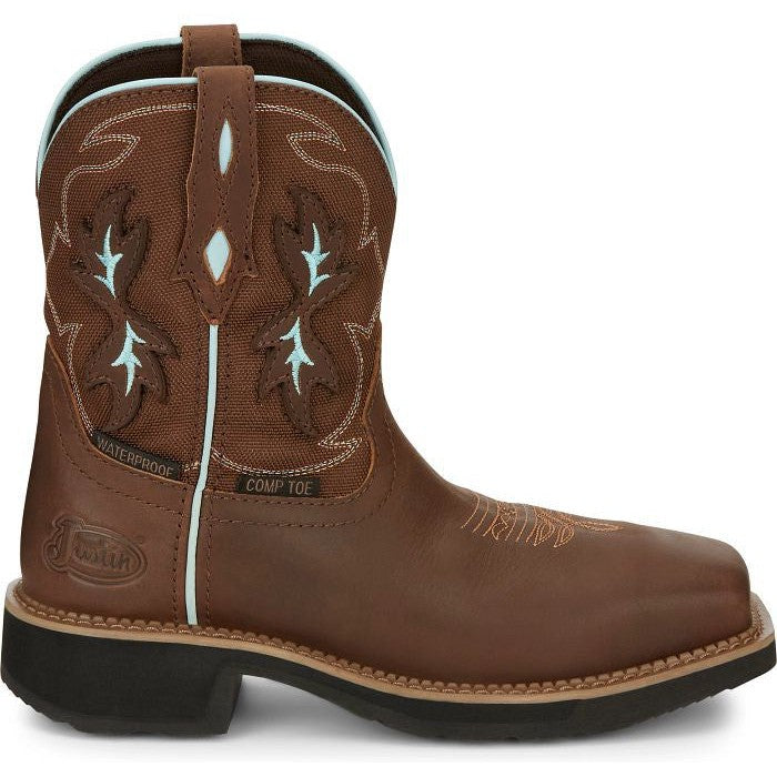 Justin Women's Chisel 8" Nano Composite Toe Western Work Boot -Brown- GY9960 6 / Medium / Brown - Overlook Boots