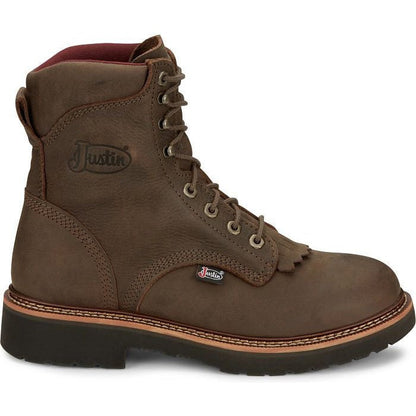 Justin Men's Rivot 8" Waterproof Lace Up Western Work Boot -Brown- OW440 - Overlook Boots