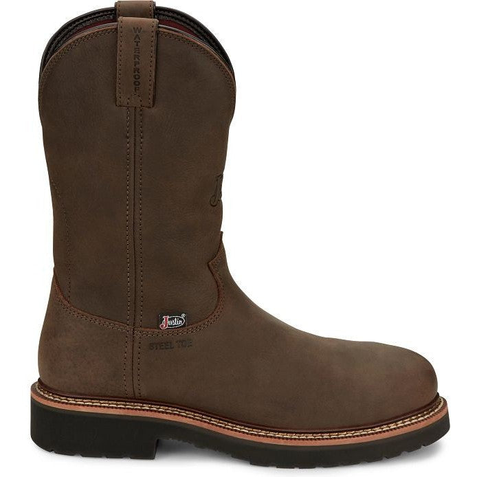 Justin Men's Carbide 11" Waterproof Steel Toe Western Work Boot -Brown- OW4458 - Overlook Boots