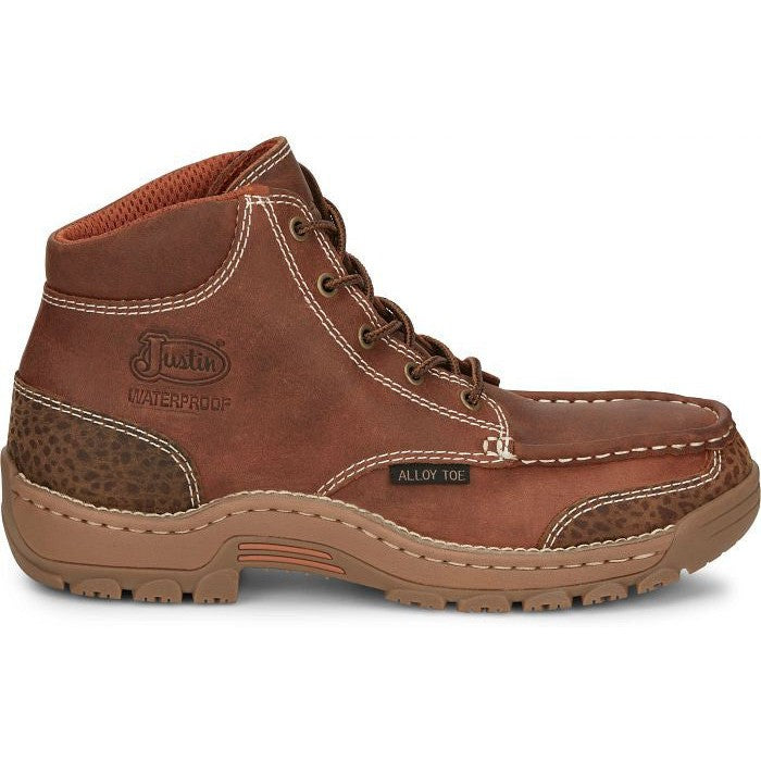Justin Men's Corbett 5" Alloy Toe Waterproof Western Work Boot -Brown- SE253 8 / Medium / Brown - Overlook Boots