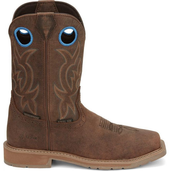 Justin Men's All Round 10" Waterproof Steel Toe Western Work Boot -Brown- SE3115 - Overlook Boots