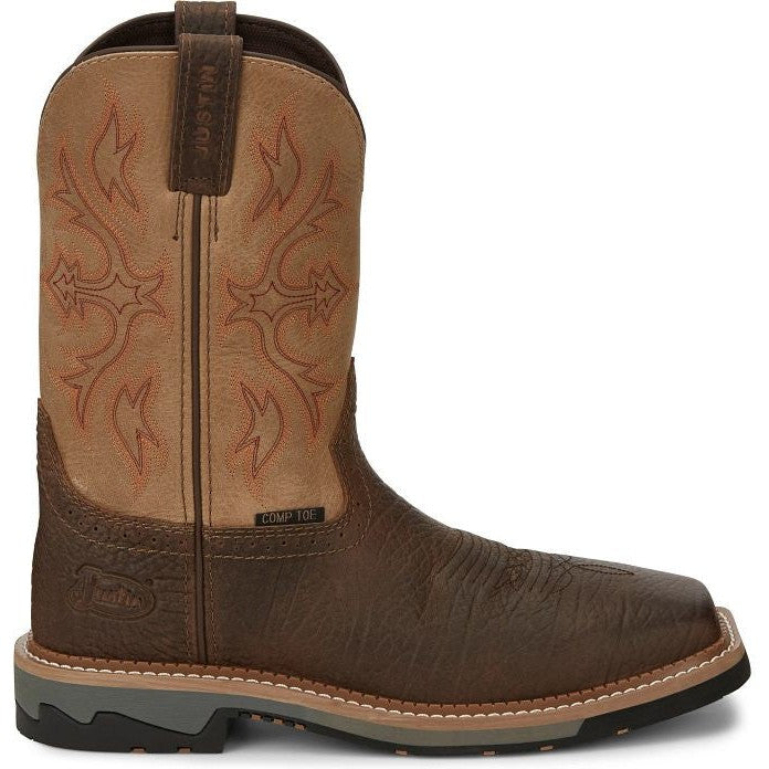 Justin Men's Bolt 11" Composite Toe Waterproof Western Work Boot -Brown- SE4103 8 / Medium / Brown - Overlook Boots