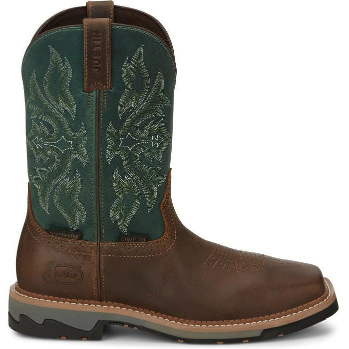 Justin Men's Bolt 11" Composite Toe Waterproof Western Work Boot -Tan- SE4105 8 / Medium / Tan - Overlook Boots