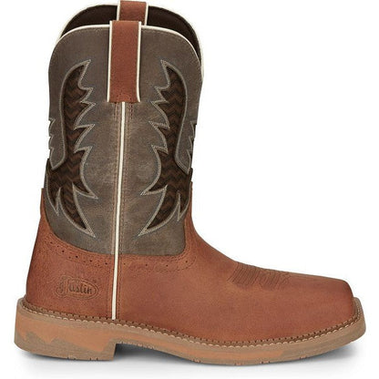 Justin Men's Bolt 11" Square Toe Western Work Boot -Brown- SE4110 8 / Medium / Light Brown - Overlook Boots