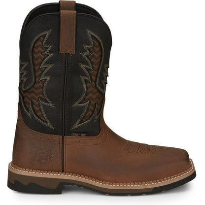 Justin Men's Bolt 11" Nano Composite Toe Western Work Boot -Brown- SE4113 8 / Medium / Brown - Overlook Boots