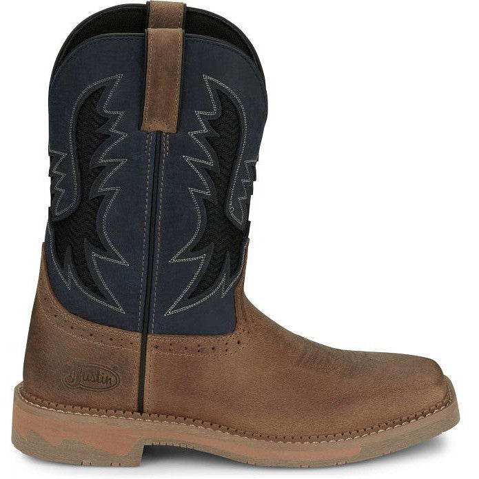 Justin Men's Bolt 11" Square Toe Western Work Boot -Tan- SE4114  - Overlook Boots