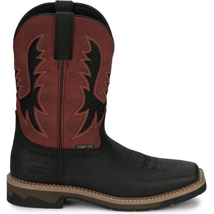 Justin Men's Bolt 11" Composite Toe Western Work Boot -Black- SE4117 - Overlook Boots