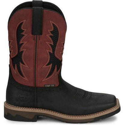 Justin Men's Bolt 11" Composite Toe Western Work Boot -Black- SE4117 - Overlook Boots