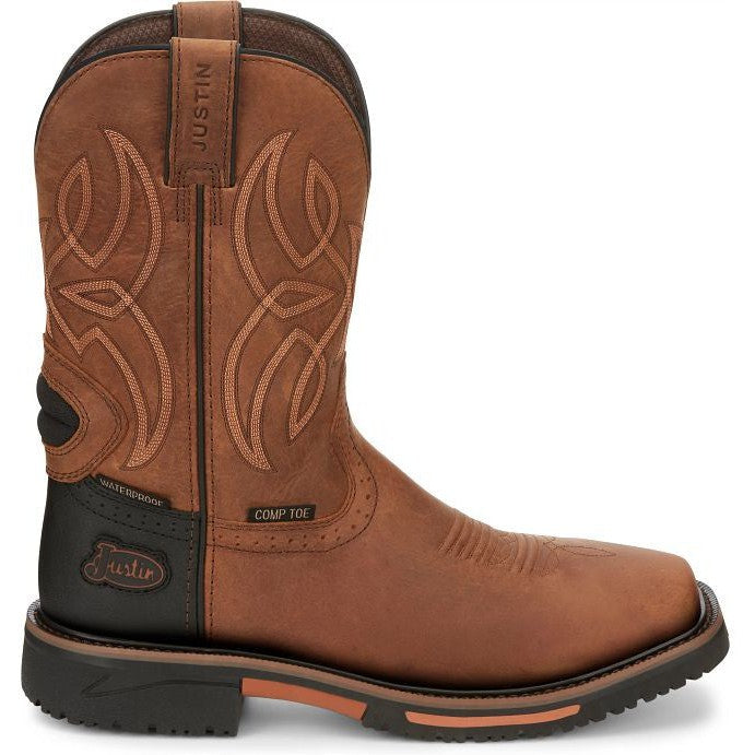 Justin Men's Dallen 11" Nano Composite Toe Western Work Boot -Brown- SE4215 8 / Medium / Brown - Overlook Boots